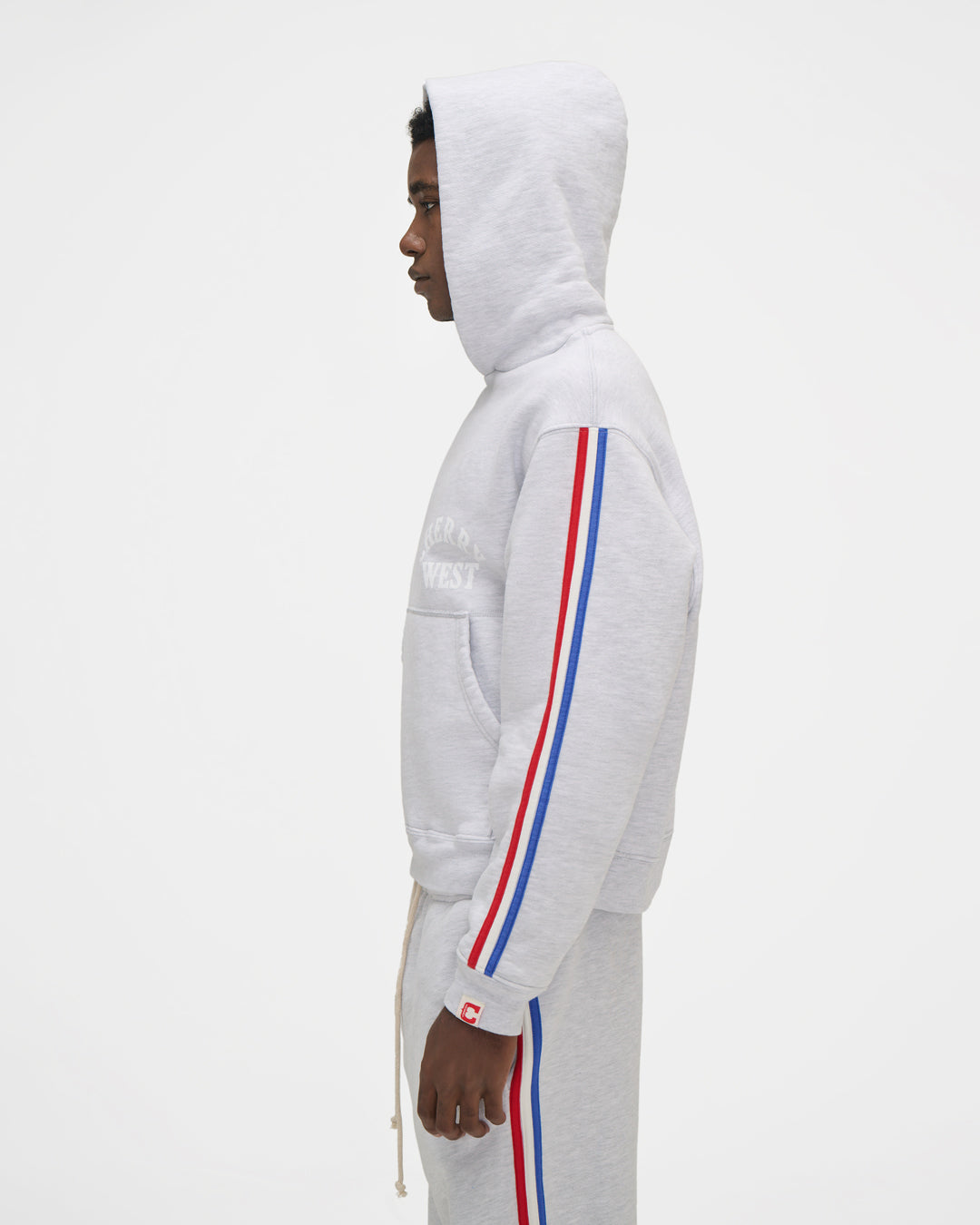 Striped Applique Hoodie (Heather Grey)