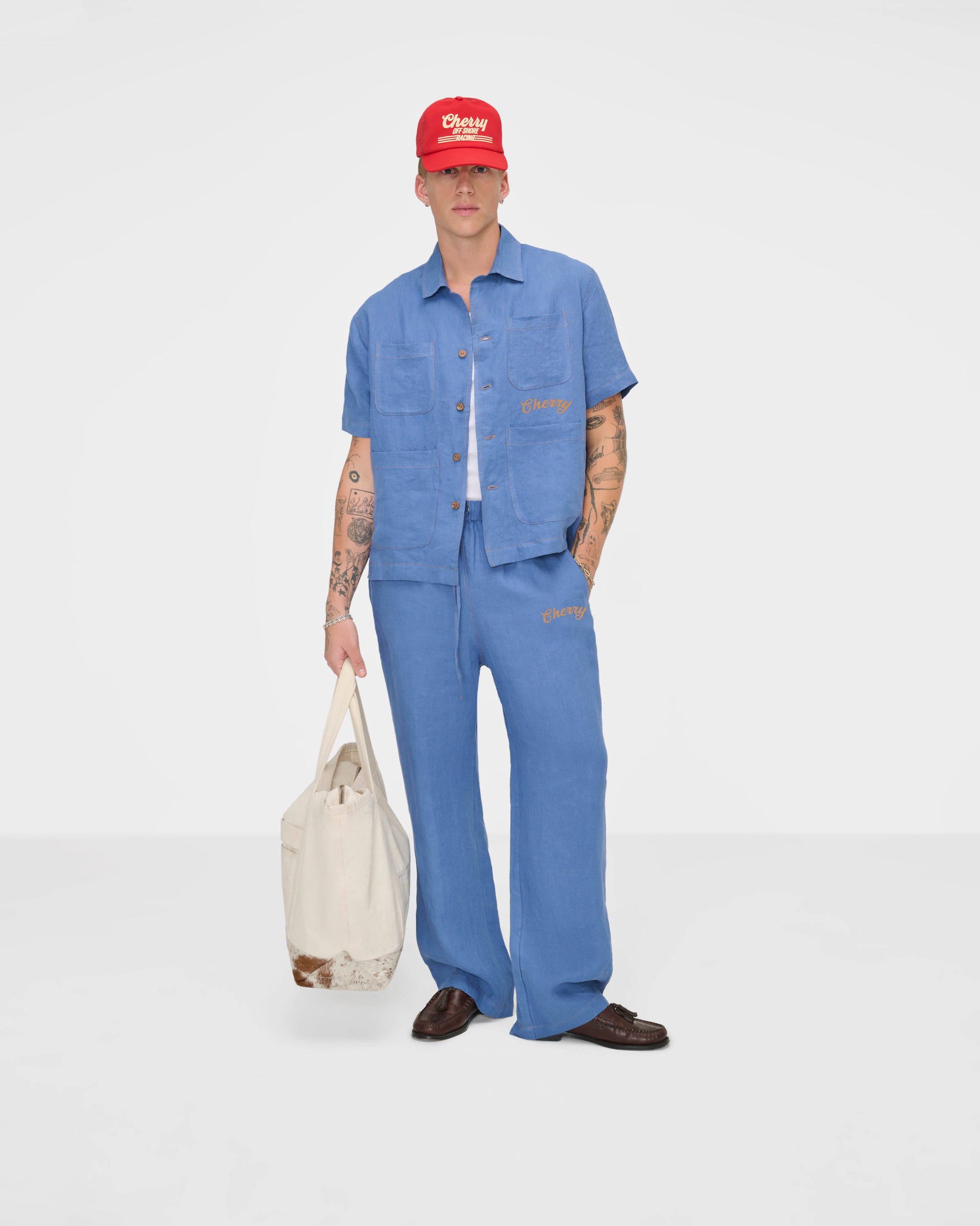 Linen Beach Pant (Faded Blue)