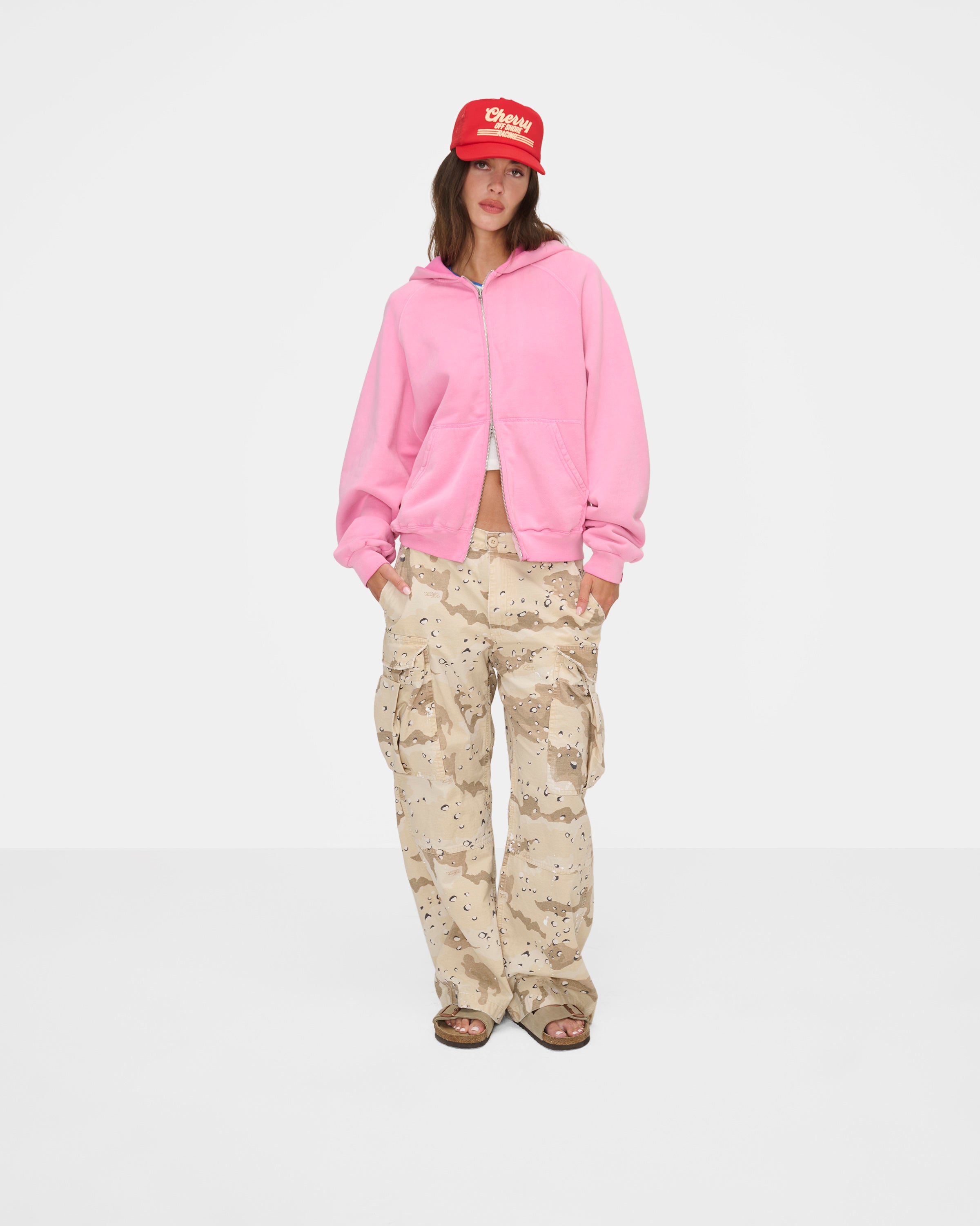 Raglan Zip Up Hoodie (Fuchsia)