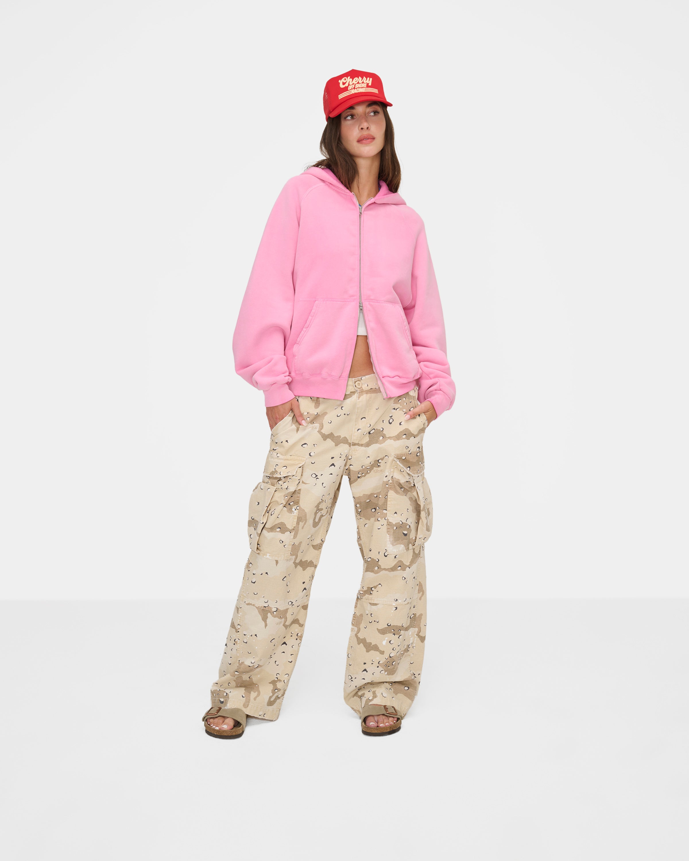 Raglan Zip Up Hoodie (Fuchsia)