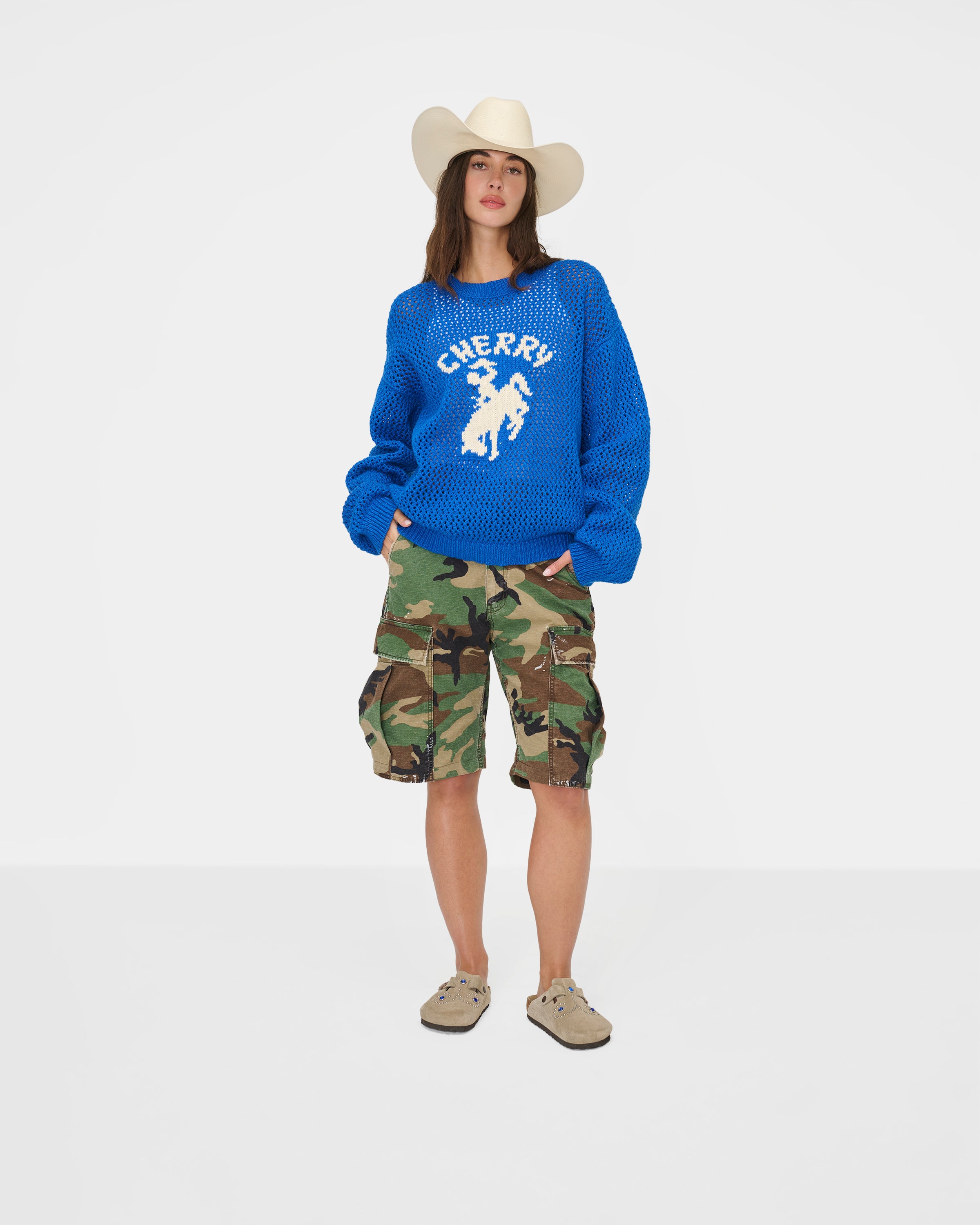 Knit Western Crew (Royal Blue)