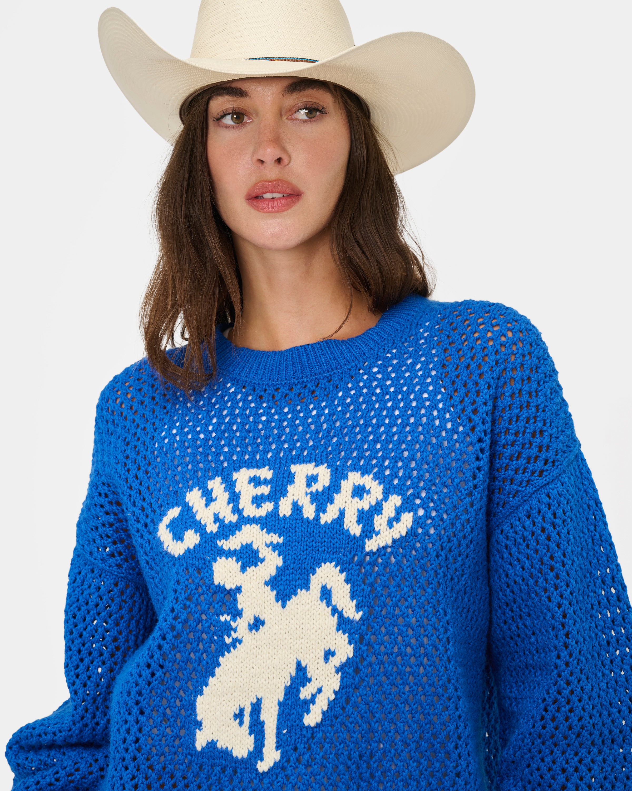 Knit Western Crew (Royal Blue)