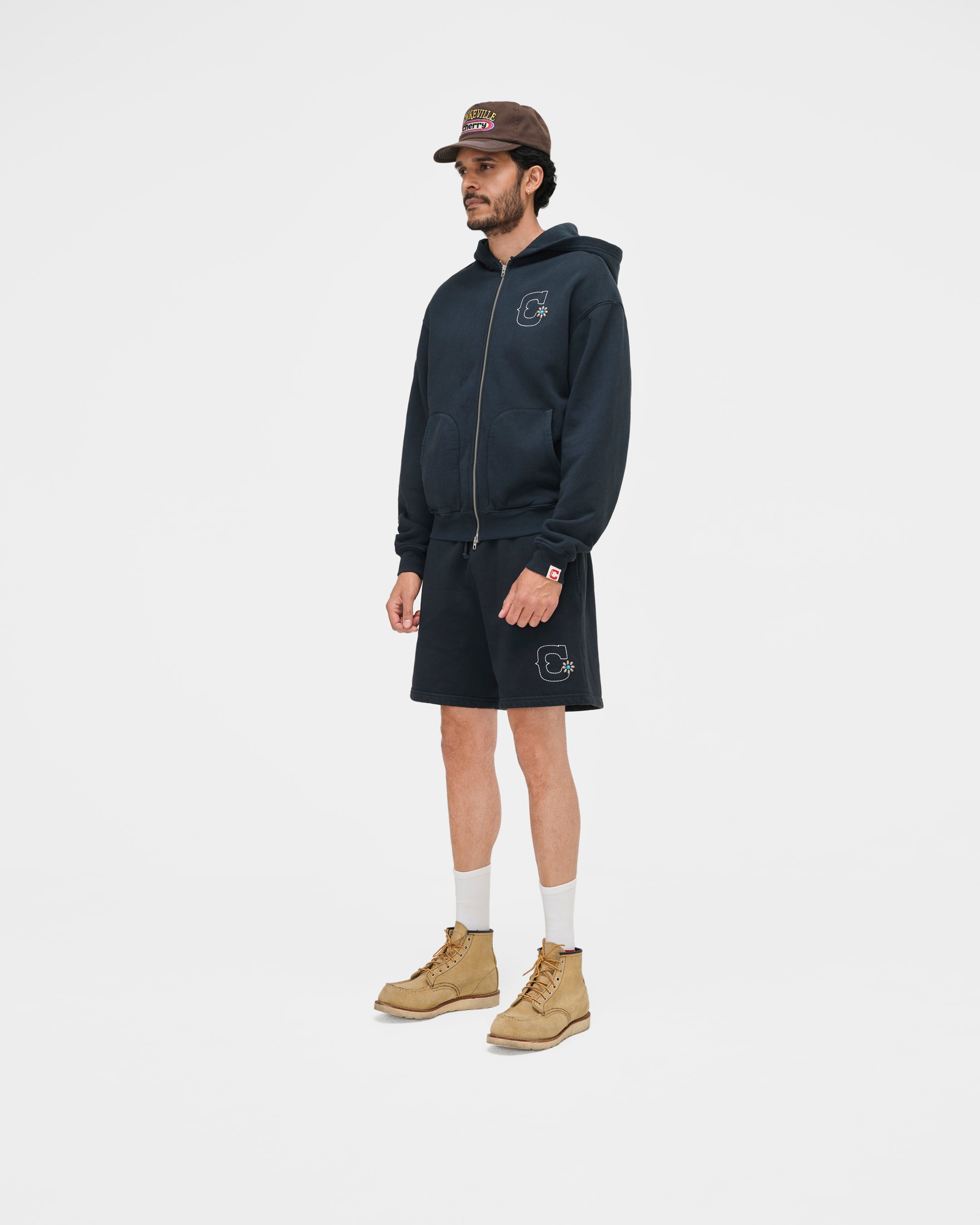 Studded Zip Up Hoodie (Vintage Black)