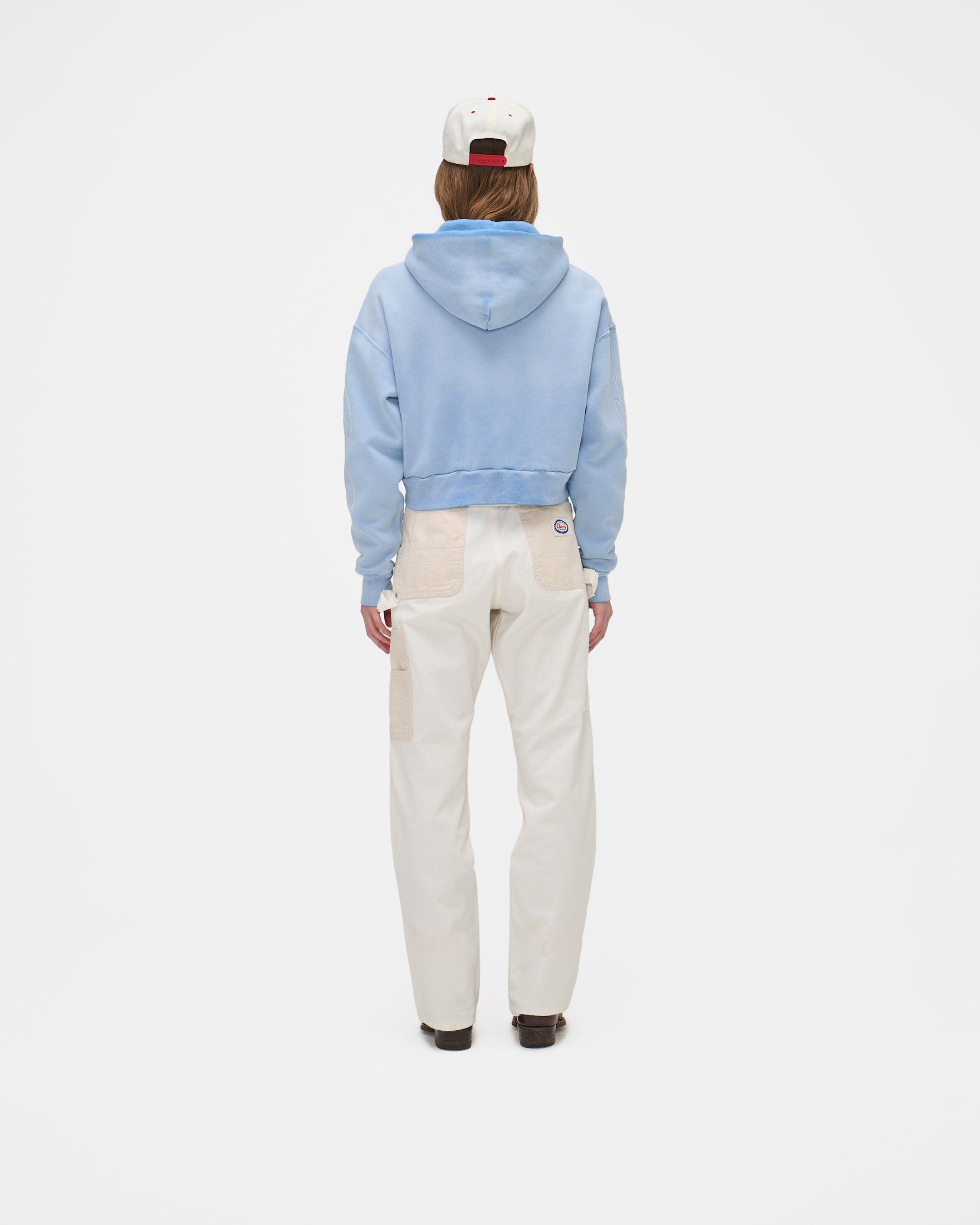 American Star Cropped Zip Hoodie (Sun Faded Blue)